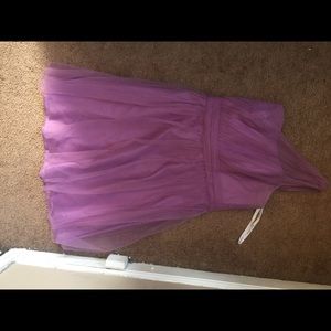 David’s Bridal One sleeve purple dress